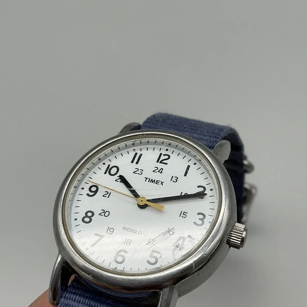 Timex Weekender Indiglo WR 30M Womens Watch 31mm Blue Nylon Strap New Battery